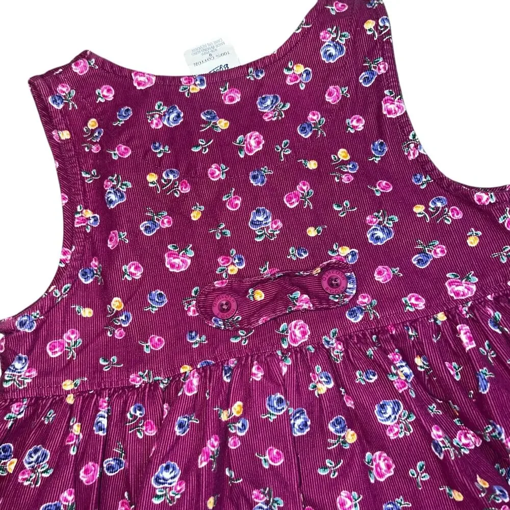 Vintage OshKosh B'Gosh girls floral corduroy fall cotton dress sz 5 multicolor
